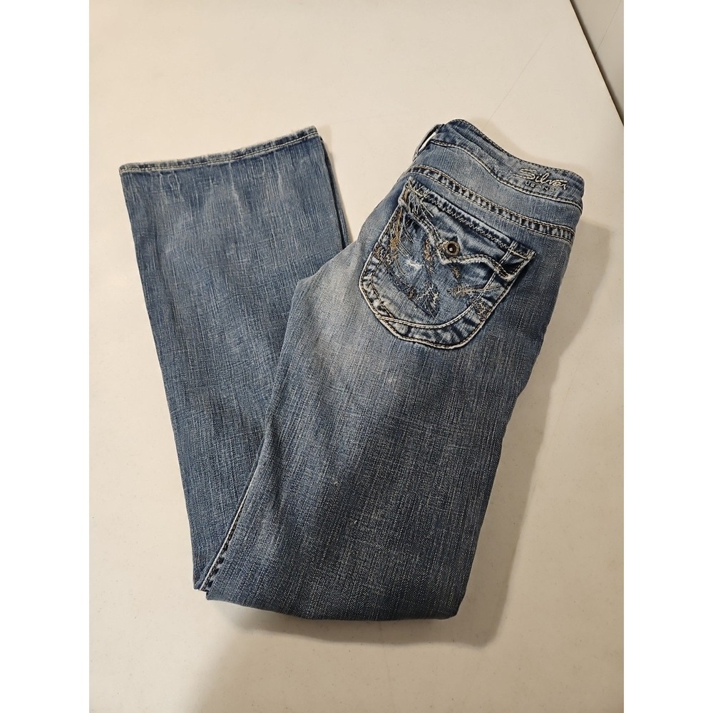 Silver Pioneer Jeans Womens Straight Flare Thick Stitch Size W28/L33 (1568